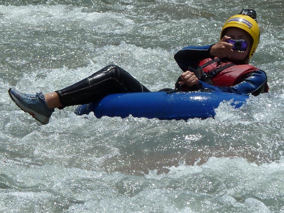 Pollyanna Woodward Tubing down the Ourika Gorge testing the winning